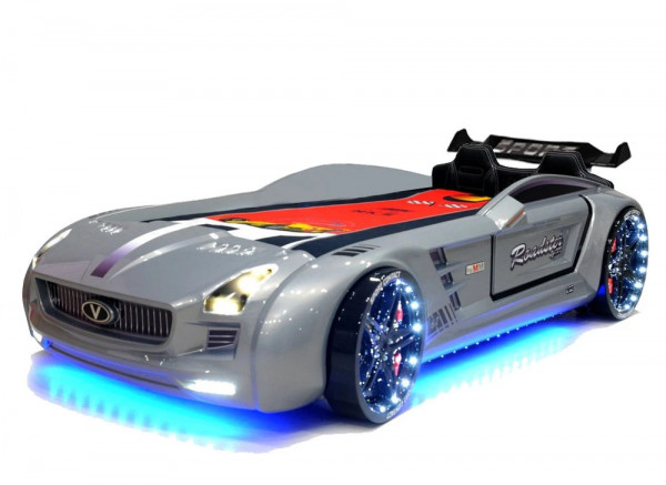 Autobett Roadster Sport silber mit Beleuchtung und Soundsystem