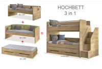 Vorschau: Umbaubares Multifunktion Kinder Hochbett STUDIO natur mit Gästebett und Schubkasten Vorschau: Umbaubares Multifunktion Kinder Hochbett STUDIO natur mit Gästebett und Schubkasten