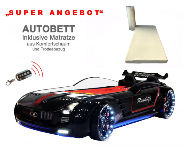 Autobett ROADSTER SPORT schwarz mit Matratze und Beleuchtung Autobett ROADSTER SPORT schwarz mit Matratze und Beleuchtung