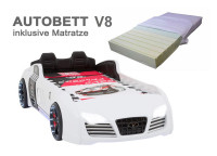 Vorschau: Autobett TURBO V8 SPORT weiß mit Matratze zum Sparpreis Vorschau: Autobett TURBO V8 SPORT weiß mit Matratze zum Sparpreis