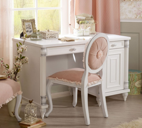 Romantik Schreibtisch mit Aufsatzregal weiß