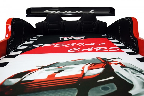 Autobett mit Matratze TURBO V8 SPORT rot mit Fernbedienung zum Sparpreis