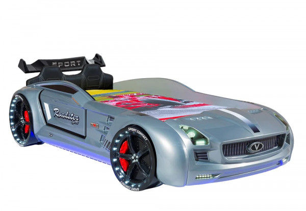 Autobett Roadster Sport silber mit Licht und Sound