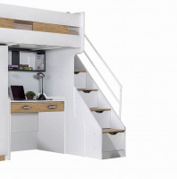 Vorschau: Kinder Hochbett COMPACT K5 NATUR 90x200 mit Treppenschublade, Schreibtisch, Kleiderschrank, Regal Vorschau: Kinder Hochbett COMPACT K5 NATUR 90x200 mit Treppenschublade, Schreibtisch, Kleiderschrank, Regal