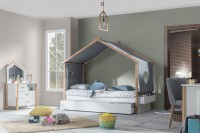 Vorschau: Kinderbett HOUSE DREAM mit Dachhimmel, 90x200cm Vorschau: Kinderbett HOUSE DREAM mit Dachhimmel, 90x200cm