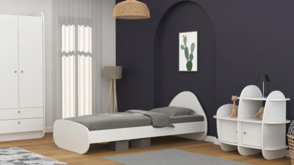 Clou weiß Bett 90x200 mit Kommode
