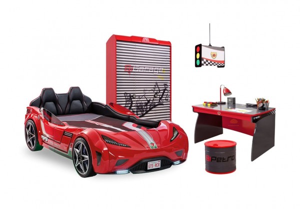 Autobettzimmer Komplettset 5-tlg. GTS ROT mit Matratze, Schrank, Tisch, Kommode Autobettzimmer Komplettset 5-tlg. GTS ROT mit Matratze, Schrank, Tisch, Kommode