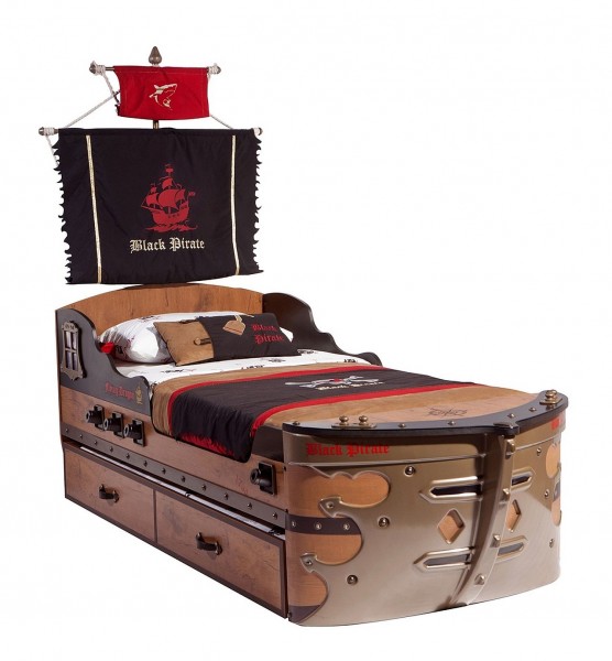 SPAR-SET4 Pirat Kinderzimmer mit Schiffsbett, 3-teilig