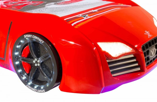 Autobett mit Matratze TURBO V8 SPORT rot mit Fernbedienung zum Sparpreis