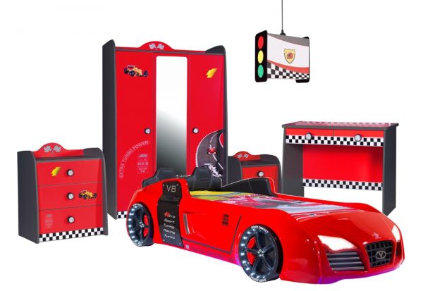Kinderzimmer Set Turbo rot 5-teilig mit V8 rot