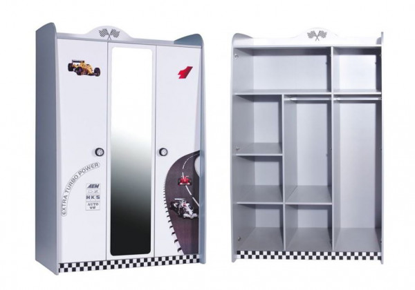 SPAR-SET Autobettzimmer TURBO V8 weiß mit Roadster, 4-teilig