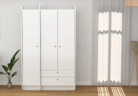 Vorschau: Cloue weiß Kleiderschrank 3 türig mit 2 Schubladen Vorschau: Cloue weiß Kleiderschrank 3 türig mit 2 Schubladen