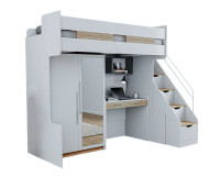 Vorschau: Kinder Hochbett COMPACT K5 NATUR 90x200 mit Treppenschublade, Schreibtisch, Kleiderschrank, Regal Vorschau: Kinder Hochbett COMPACT K5 NATUR 90x200 mit Treppenschublade, Schreibtisch, Kleiderschrank, Regal