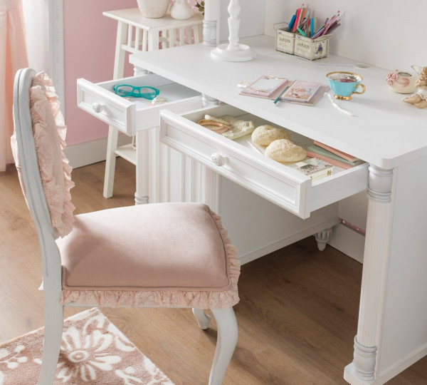 Romantik Schreibtisch mit Aufsatzregal weiß