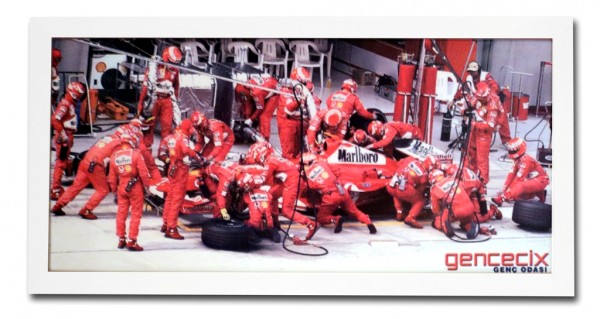 Wandbild groß TURBO BOXENSTOP weiß, 160x70cm