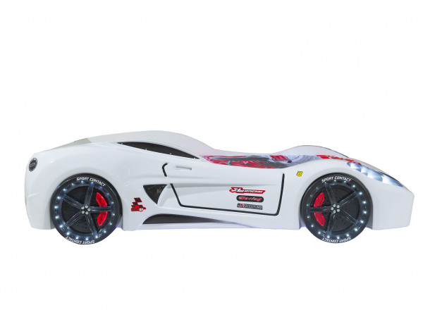 Autobett Turbo V7 Sport weiß mit Polsterung und Beleuchtung