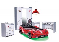 Vorschau: Komplett Rennautozimmer TURBO 5-tlg. weiß mit CILEK GTS Autobett rot Vorschau: Komplett Rennautozimmer TURBO 5-tlg. weiß mit CILEK GTS Autobett rot