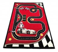 Kinder Spielteppich SPEED 3D rot mit Auto Racingmotiv Kinder Spielteppich SPEED 3D rot mit Auto Racingmotiv