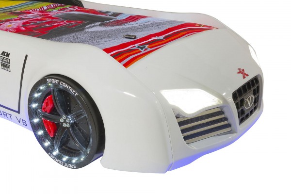 SPAR-SET Autobett TURBO V8 SPORT weiß mit Matratze