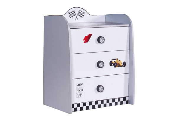 SPAR-SET Autobettzimmer TURBO V8 weiß mit Roadster, 4-teilig