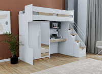 Vorschau: Kinder Hochbett COMPACT K5 NATUR 90x200 mit Treppenschublade, Schreibtisch, Kleiderschrank, Regal Vorschau: Kinder Hochbett COMPACT K5 NATUR 90x200 mit Treppenschublade, Schreibtisch, Kleiderschrank, Regal