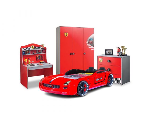 Autobettzimmer Racecup mit Roadster rot 4-tlg. Autobettzimmer Racecup mit Roadster rot 4-tlg.