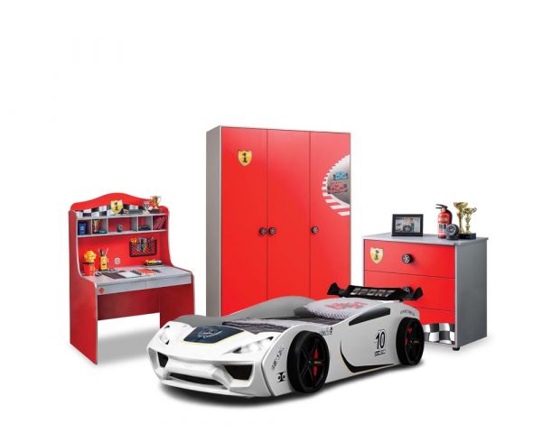 Kinderschlafzimmer Set Racecup 4 teilig rot mit V2 weiß Kinderschlafzimmer Set Racecup 4 teilig rot mit V2 weiß
