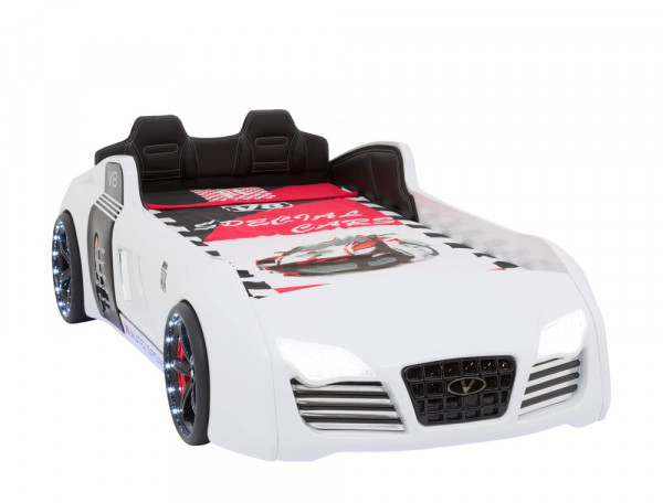 SPAR-SET Autobett TURBO V8 SPORT weiß mit Matratze
