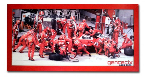 Wandbild groß TURBO BOXENSTOP 160x70cm rot