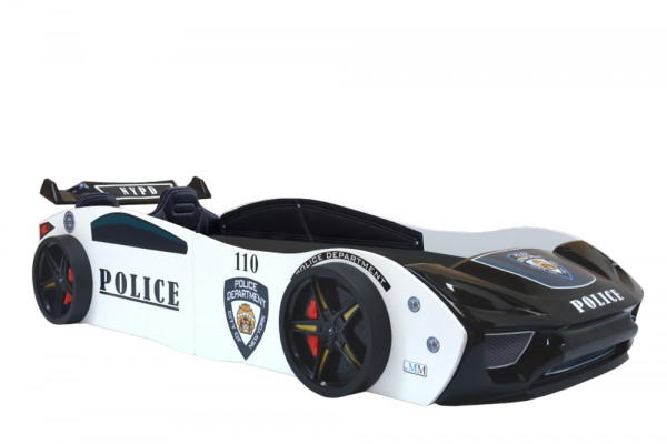 Autobett POLICE SPORT 90x200cm Polizei Bett weiß